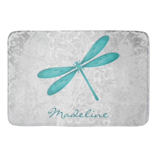 Aquamarine Libelle Personalisiert Bath Mat Badematte (Vorderseite)