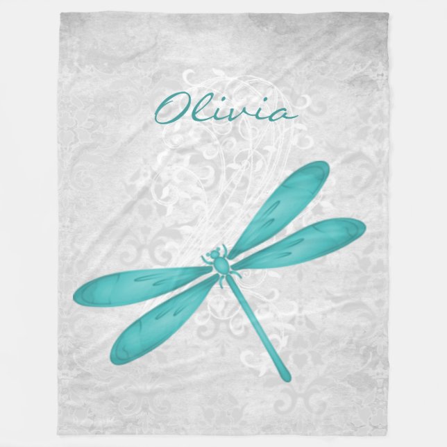 Aquamarine Libelle Personalisiert Fleece Blanket (Vorderseite)