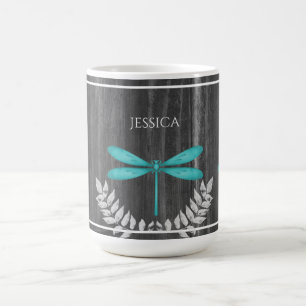 Aquamarine Libelle Rustikale Personalisierte Kaffe Kaffeetasse