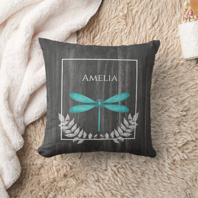 Aquamarine Libelle Rustikales Throw Kissen (Decke)
