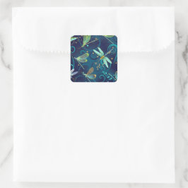 Aquamarine Libellen Quadratischer Aufkleber