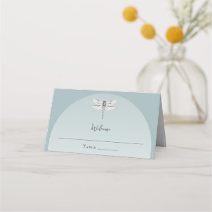 Aquamarine Libellenhochzeit Platzkarte