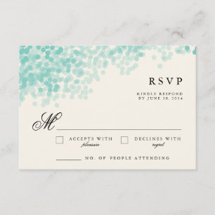 Aquamarine Lichtdusche Rustikale UAWG-Reaktionsk RSVP Karte