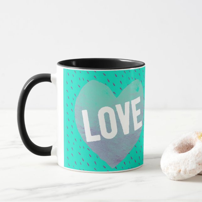 Aquamarine Liebe Herz Tasse (Mit Donut)