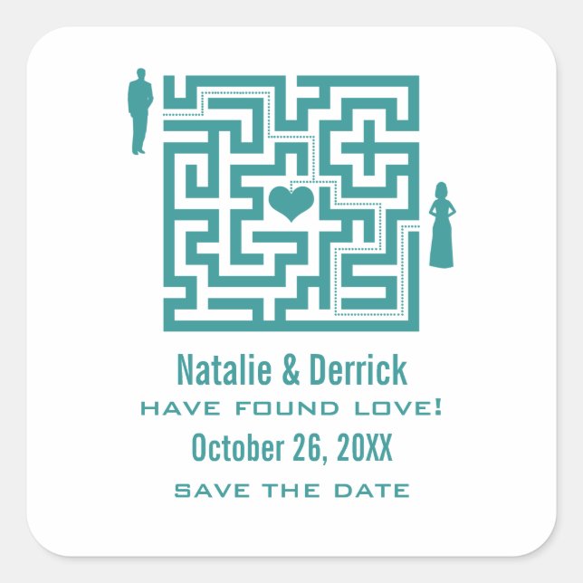 Aquamarine Liebe Save the Date Stickers (Vorderseite)
