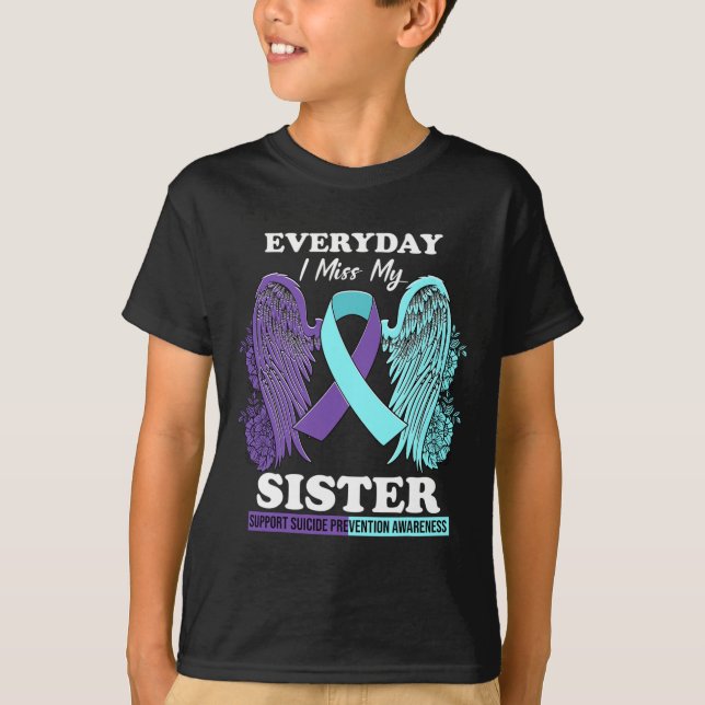 Aquamarine Lila Frau Frau Sister Suizidprävention  T-Shirt (Vorderseite)