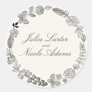 Aquamarine Lila Gelbfrühlingssonne Blume Hochzeit Runder Aufkleber