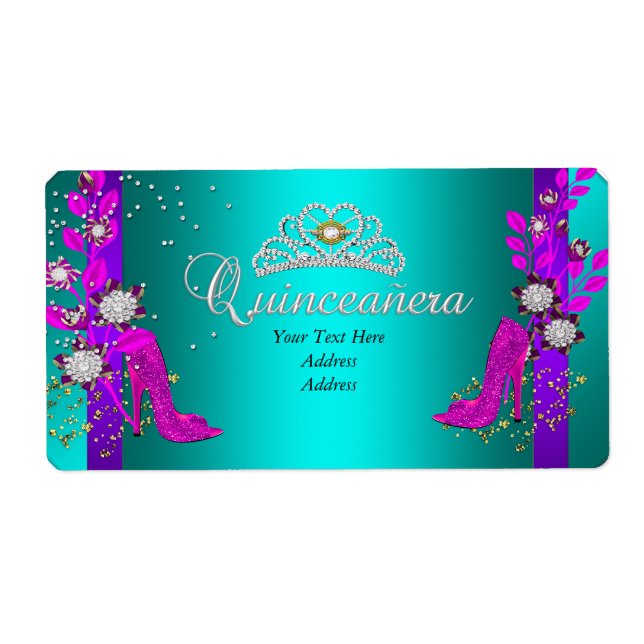 Aquamarine Lila Hot Pink Gold Quinceanera (Vorne)