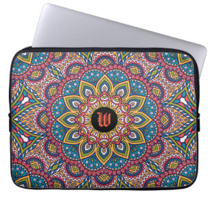 Aquamarine lila Magenta des Mandala-Monogramms Laptopschutzhülle