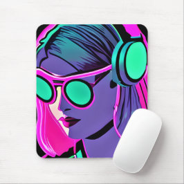 Aquamarine, Lila, pink-psychedelische Lady in Kopf Mousepad