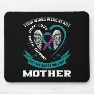 Aquamarine Lila Ribbon Flügel Suizidbewusstsein Pr Mousepad