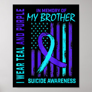 Aquamarine Lila Ribbon Suicide Aufklärung Fahne I Poster