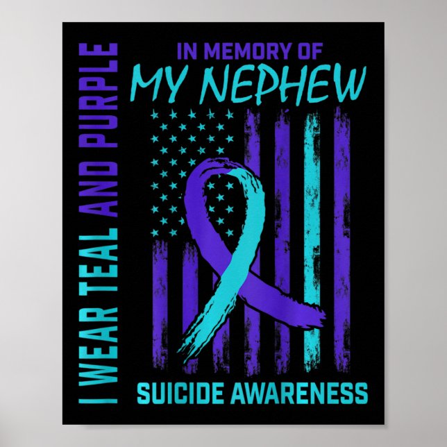 Aquamarine Lila Ribbon Suicide Awareness Flag Neph Poster (Vorne)