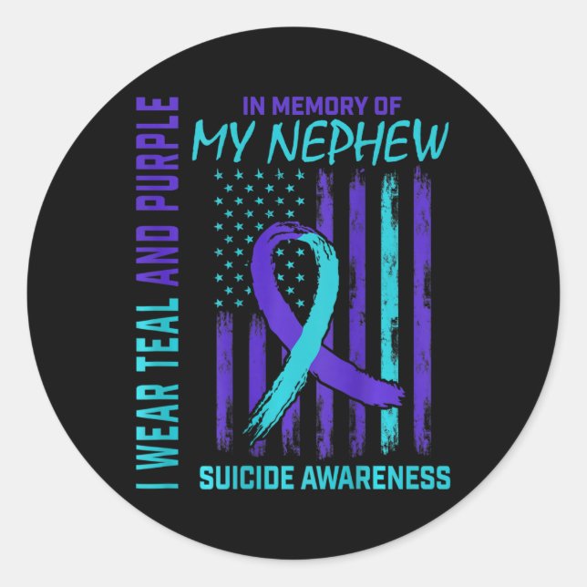 Aquamarine Lila Ribbon Suicide Awareness Flag Neph Runder Aufkleber (Vorderseite)