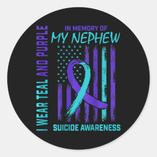 Aquamarine Lila Ribbon Suicide Awareness Flag Neph Runder Aufkleber