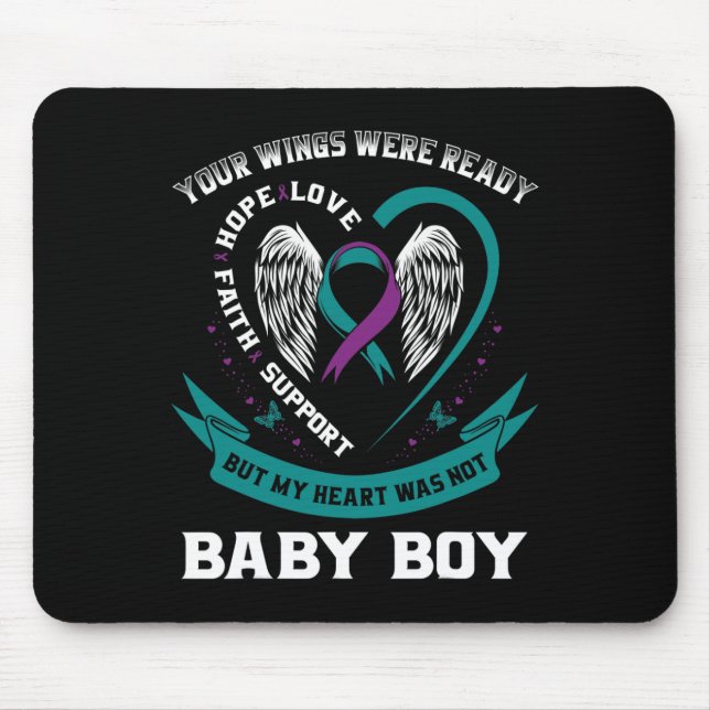 Aquamarine Lila Ribbon Suizid Awareness Prevention Mousepad (Vorne)