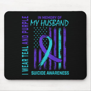Aquamarine Lila Ribbon Suizidgedanken Flag H Mousepad