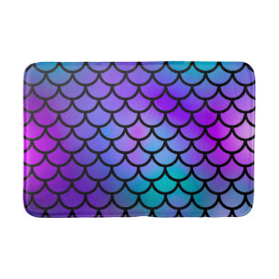 Aquamarine Lila rosa blaue Meerjungfrau Scales Fan Badematte