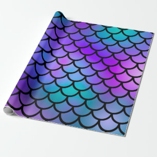 Aquamarine Lila rosa blaue Meerjungfrau Scales Fan Geschenkpapier
