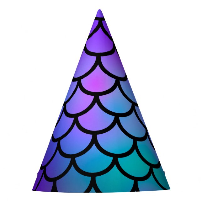 Aquamarine Lila rosa blaue Meerjungfrau Scales Fan Partyhütchen (Vorderseite)