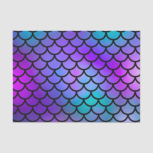 Aquamarine Lila rosa blaue Meerjungfrau Scales Fan Seidenpapier