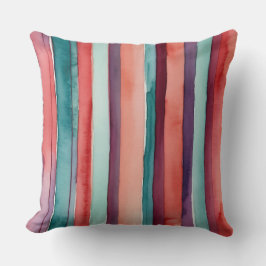 Aquamarine, lila und weinrote Streifen Kissen