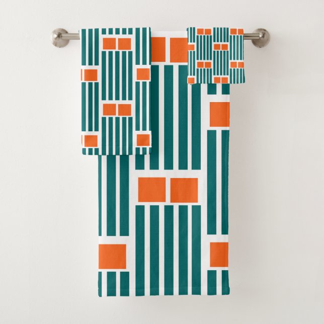 Aquamarine Linien und Felder Badhandtuch Set (Insitu)