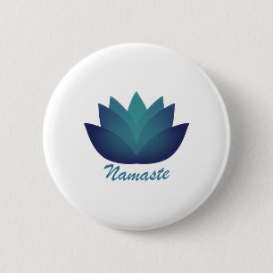 Aquamarine Lotus Namaste Button