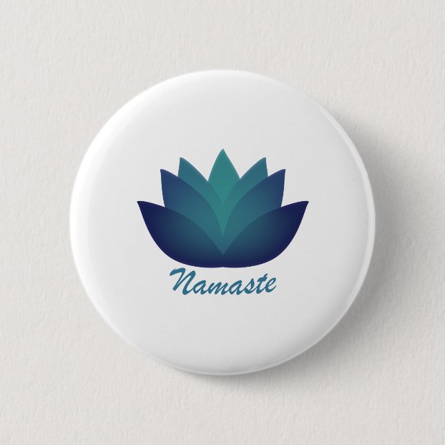 Aquamarine Lotus Namaste Button (Vorderseite)