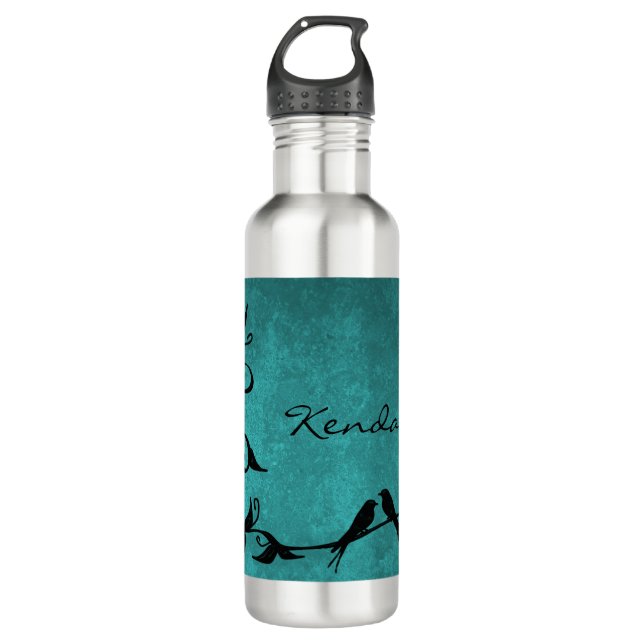 Aquamarine Lovebirts Personalisiertes Wasser Flasc Edelstahlflasche (Vorderseite)