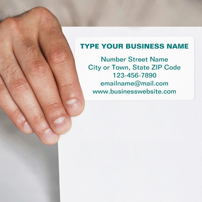 Aquamarine Markenbezeichnung für Schlichte Texte i (Shipping label with your business brand in teal green plain text)