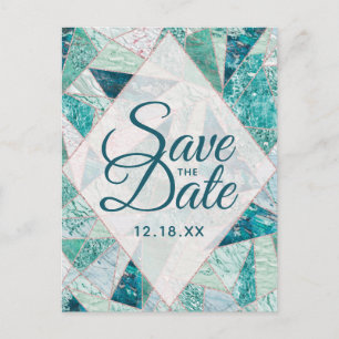 Aquamarine Marmordreiecke Save the Date Ankündigungspostkarte