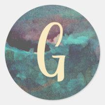 Aquamarine Maroon Monogram Wasserfarbe