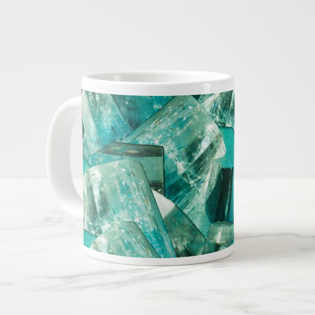Aquamarine März Birthstone Blue Green Crystal Gem Jumbo-Tasse (Vorderseite Links)