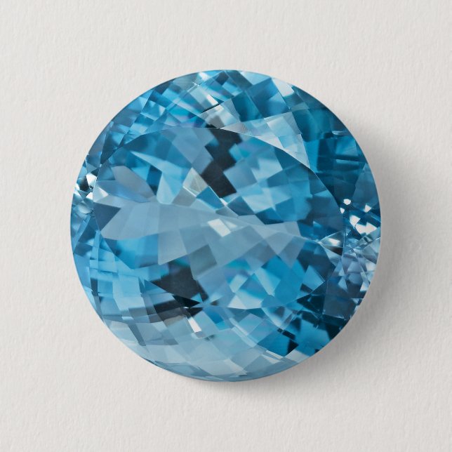 Aquamarine März Birthstone Button (Vorderseite)