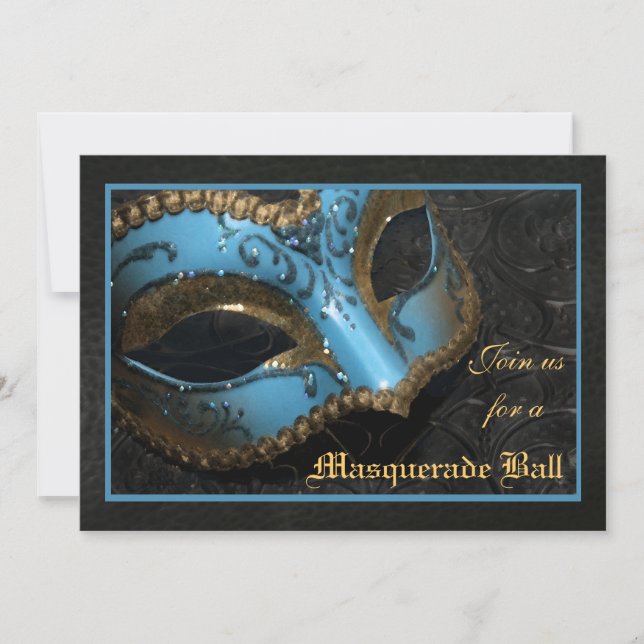 Aquamarine Maskerade Ball Halloween Einladung (Vorderseite)