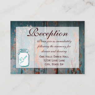 Aquamarine Mason Jar Wood Wedding Cards Begleitkarte