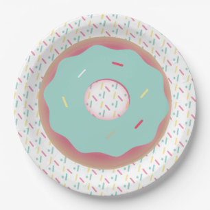 Aquamarine Mattierte Donut und Sprinklen Pappteller