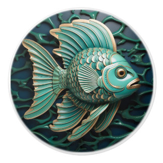 Aquamarine Meeresfauna und -flora Keramikknauf