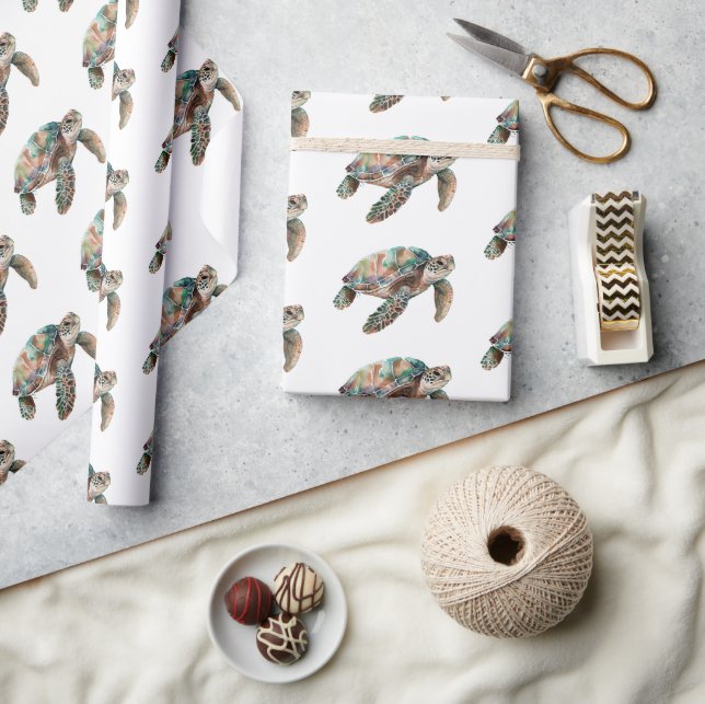 Aquamarine Meeresschildkröte Geschenkpapier (Kunsthandwerk)