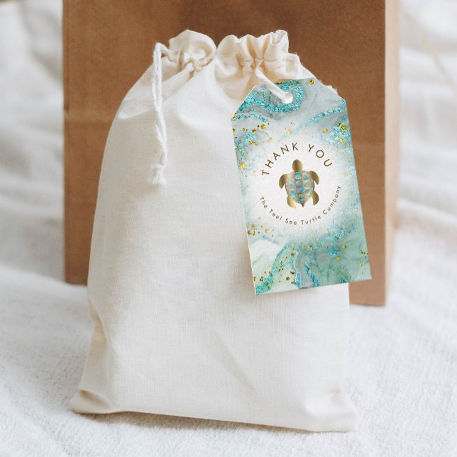 aquamarine Meeresschildkrötengestaltung Geschenkanhänger (Von Creator hochgeladen)