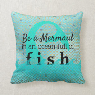 Aquamarine Meerjungfrau-Inspirational Kissen