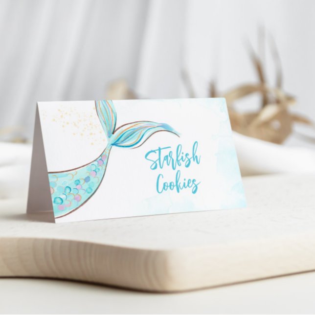 Aquamarine Mermaid-Party-Lebensmittelkennzeichnung (Von Creator hochgeladen)