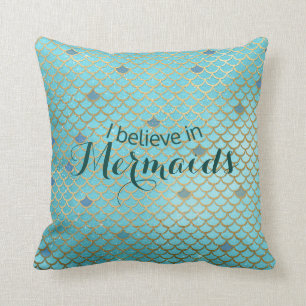 Aquamarine Mermaid-Skala Throw-Kissen Kissen
