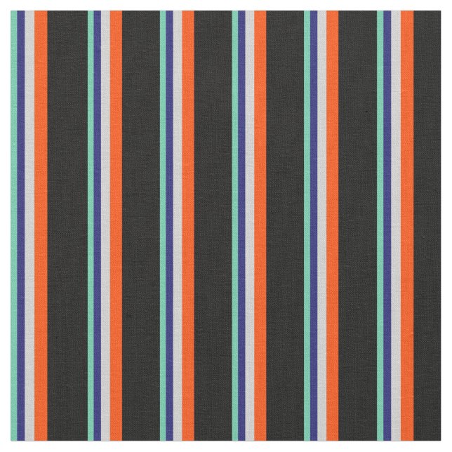 Aquamarine, Midnight Blue, Light Grau, Red & Black Stoff (Nahaufnahme)