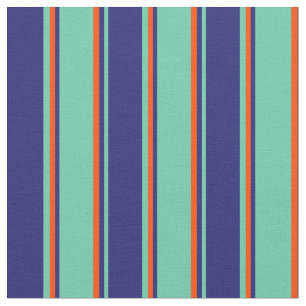 Aquamarine, Midnight Blue und Red Colored Lines Stoff