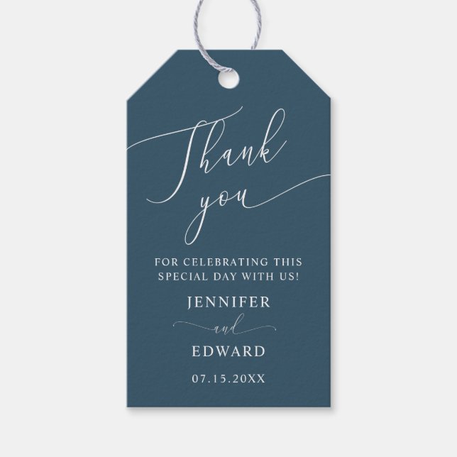 Aquamarine Minimal Hochzeit Vielen Dank Geschenkanhänger (Vorderseite)