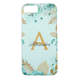 Aquamarine Mit BlumenRosen und Case-Mate iPhone Hülle