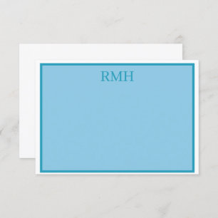 Aquamarine, Mit Monogramm, blaue und weiße Flachno Einladung