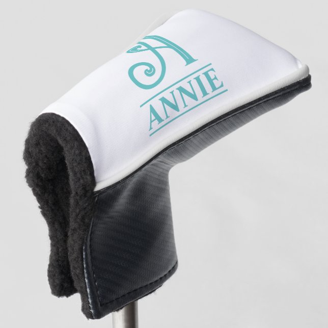 Aquamarine Mit Monogramm Putter Kopfbedeckung Golf Headcover (3/4 Vorderseite)